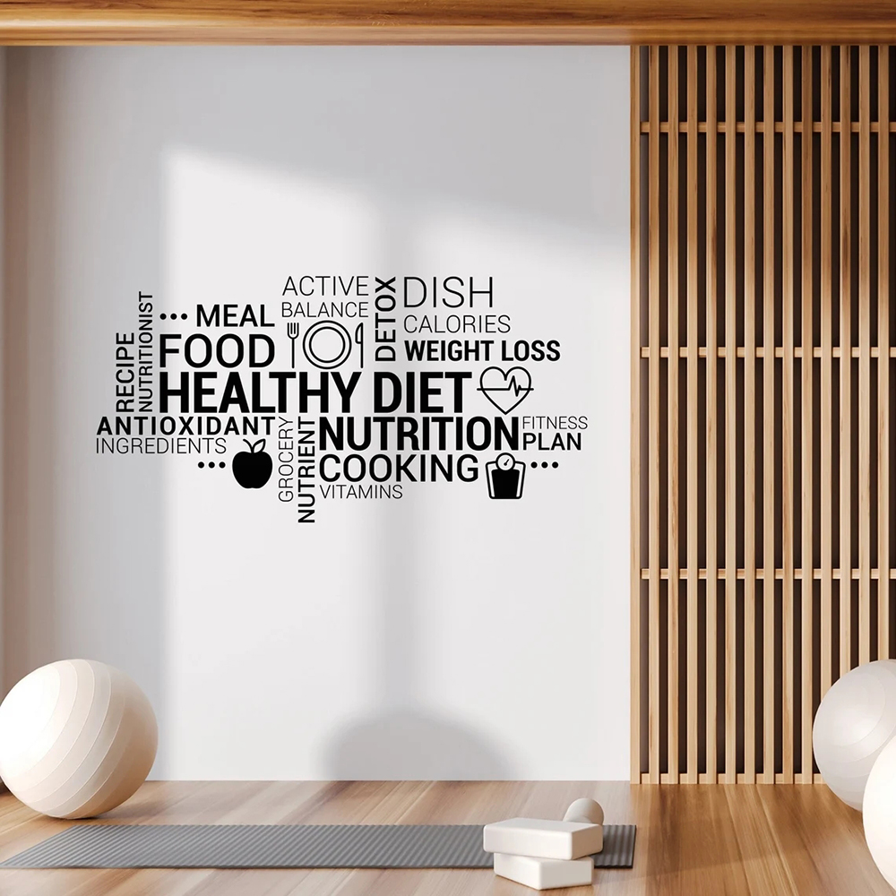 Nutrition Fitness Health - Inspirujące zdrowe odżywianie Winylowa naklejka ścienna